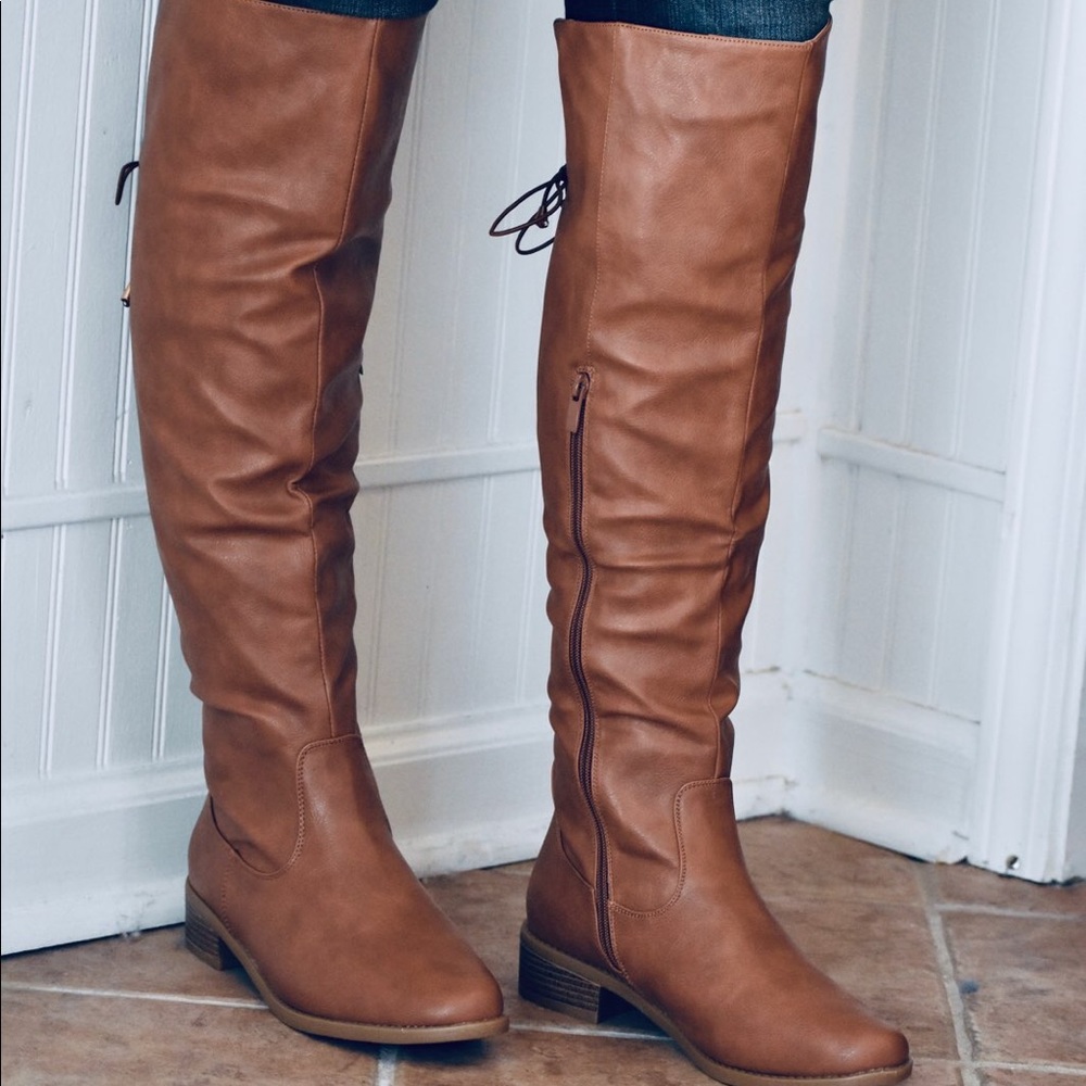 Camel tall boots